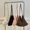 Corduroy Strawberry Print Tote Bag With Magnetic Closure For Daily Use