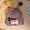 Style Hat Versatile Cute And Funny Big Eye Womens Warm Hatscaps Knitted