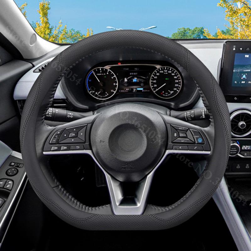 For Nissan Versa Tiida Sylphy Terranno Terra Altima Ultrathin Napa Leather Car Steering Wheel Cover Breathable Car Handle Covers
