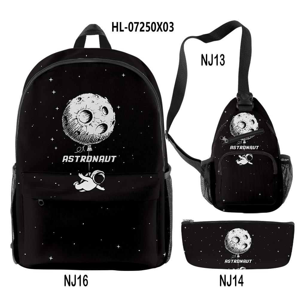 Classico Novità Strano Figo astronauta Stampa 3D 3pz/Set alunno Zaini Scolastici Zaino da Viaggio per Laptop Borsa a Petto Astuccio