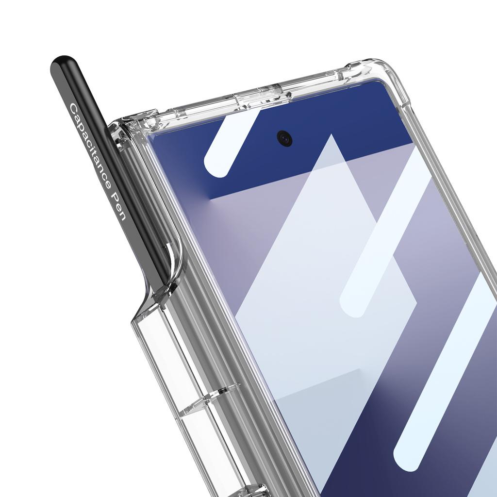 Samsung Zfold7 Mobile Phone Case with Pen Shaft Bracket Full Enclosure Membrane Airbag Anti Fall Transparent Protective Cover