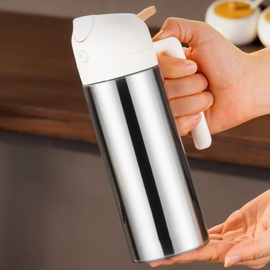 Dávkovač a rozprašovač olivového oleje 2 v 1 z nerezové oceli 360ml/430ml/500ml potravinářský olejový rozprašovač pro kuchyňské vaření, fritézu, smažení, grilování