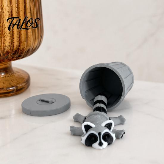 Fine Detail Animal Sculpture Ornament, 3D Printed Flexible Joints Movable Figures with Stacking Cylinders, Stackable Storage Cylinders Bendable
