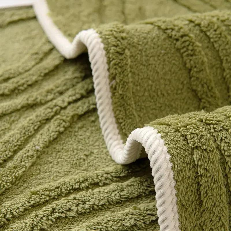 Winter Anti Slip  Sofa Cushion Thick Plush Settee Towel   Solid Color Sofa Cover Three-dimensional Wave Pattern Blanket