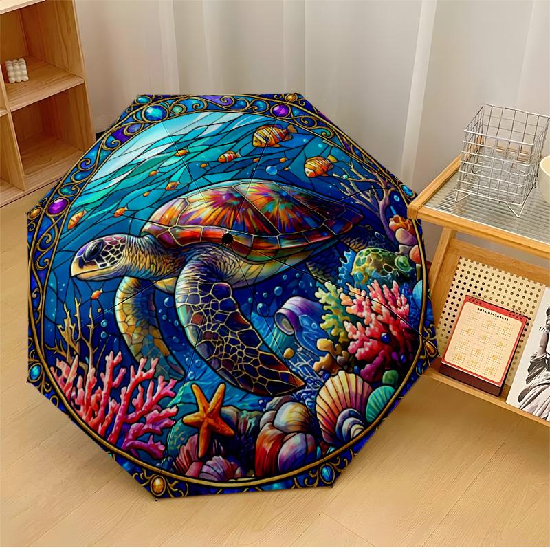 

Seahorse Gem Mandala Printed umbrella windproof folding umbrella portable sun and rain umbrella suitable for gifting