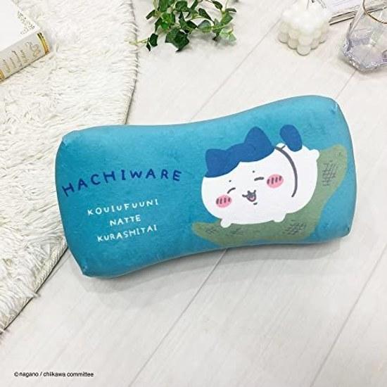 MORIPiLO low rebound cushion lumbar pillow Chikawa Hachiwari (mini relax pillow) skin-friendly fluffy texture goods plush toy nap blue 15x31x8cm