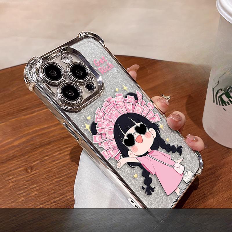 

Богатая девушка Подходит для чехла для мобильного телефона Apple 16 Huawei Pura70pro Четыре угла Противоударный Oppo Xiaomi 15 Гальваническое покрытие 8 Redmi NOTE13 Pro