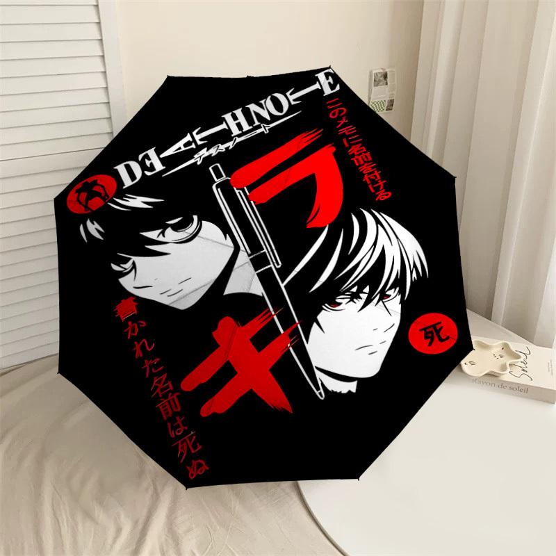

1PC Death Note Automatic Open/Close Umbrella with Windproof, 8-Rib Sturdy Canopy, Durable Ribs, Fashionable Design, 1312A
