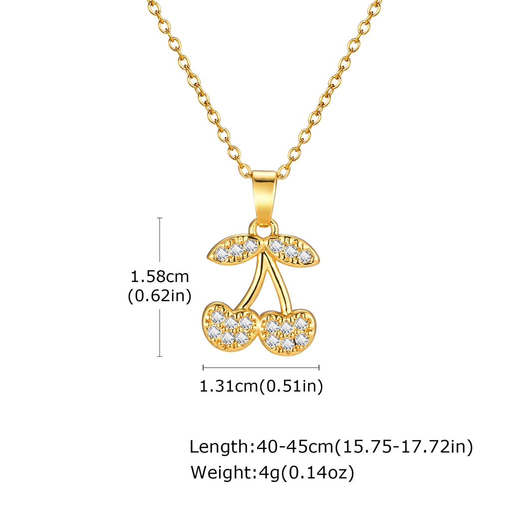 Cherry Zirconia Dangle Earrings for Women, Gold Plated Fruit Shape Pendant Jewelry, Sweet Personal Ear Buckle for Girls