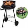 Grill ogrodowy półotwarty czarny Ruszt 37cm mobilny stalowy grill na węgiel
