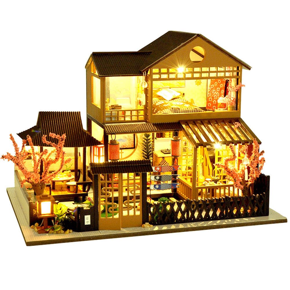 

moin moin Миниатюрный кукольный домик ручной работы в масштабе Sakuraba Inn Outeikyo Светодиодная подсветка Акриловый кейс Музыкальная шкатулка Мерцай, мерцай 2504dh455 Набор, 1/24 - - + +