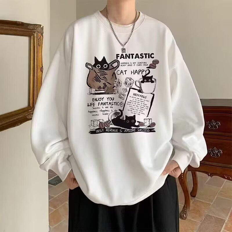 

Men s Heavyweight Crewneck Fleece-Lined Sweatshirt - Trendy Autumn/Winter Style Top 3XL білий