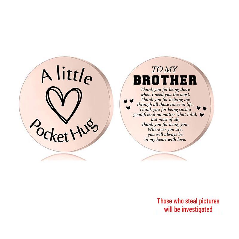Lucky Charm Motivational Coin: Engravable Stainless Steel Couple & Family Gift Ornament.