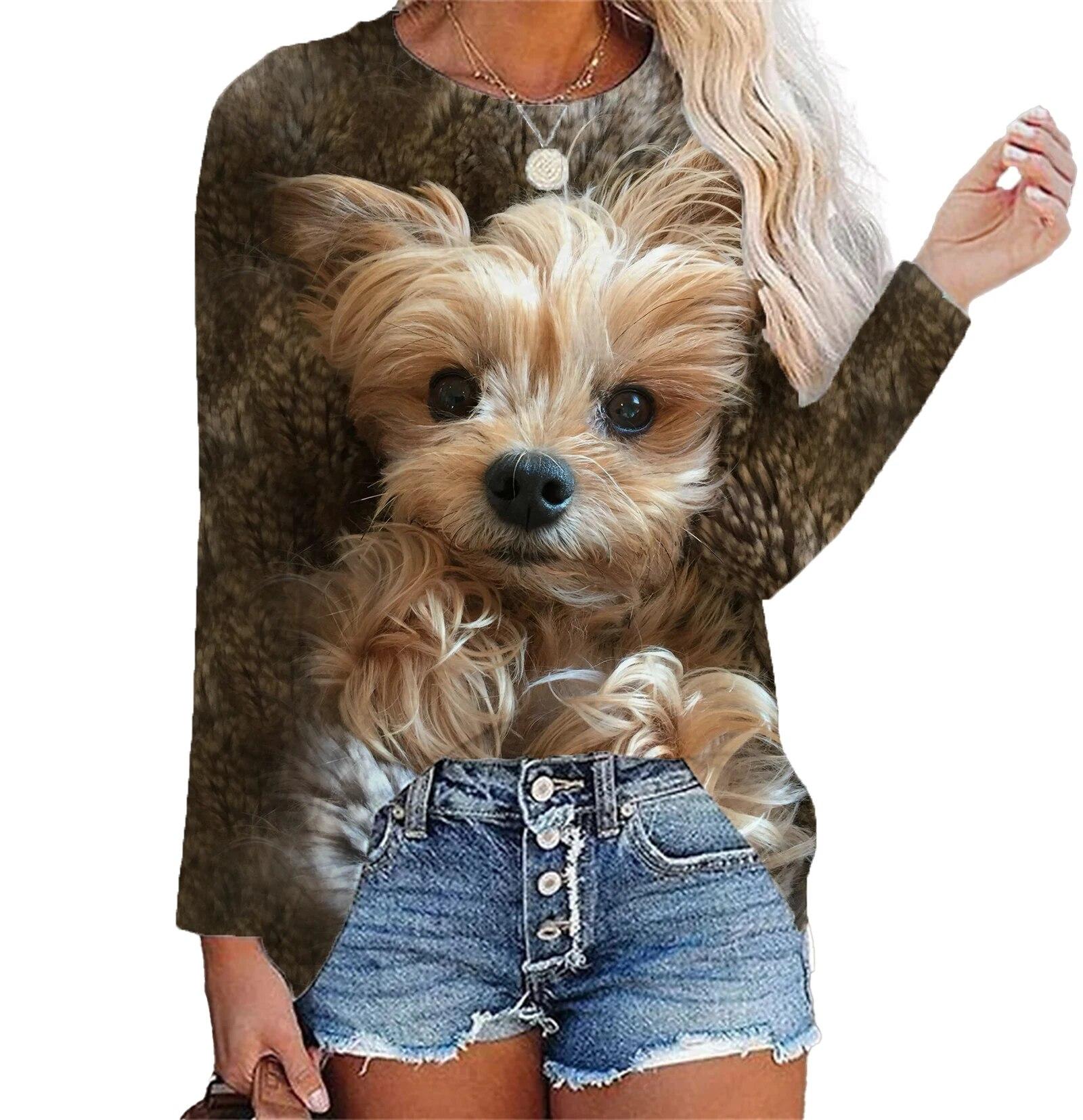 Женская футболка Kawaii Dog с 3D принтом — фото 4