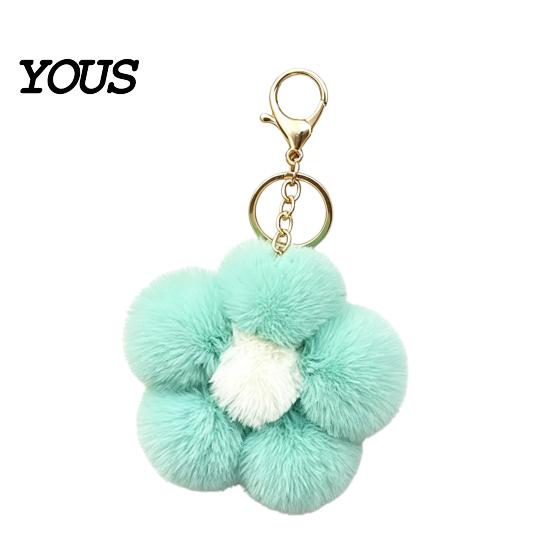 Women Keychain Plush Flower for Handbags, Five-petal Bag Charm, Charm Fluffy Backpack Hanging Accessory