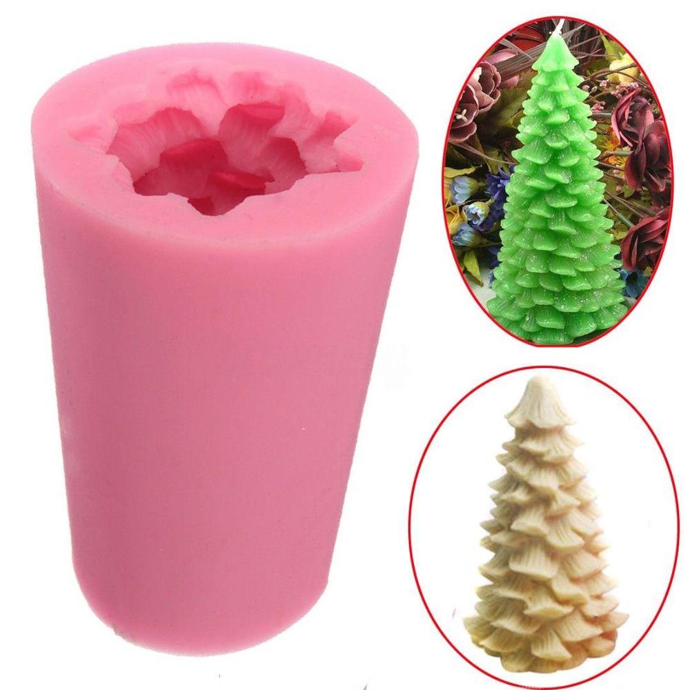 Silicone Handmade 3D Christmas Tree Fandant Candle Cake Mold Christmas Bakeware Soap Mould