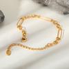 Vnox Paperclip Handmade Link Chain Bracelets,Gold Plated Stainless Steel Simple Bracelet Necklace Sets,For Women Fashion Jewelry