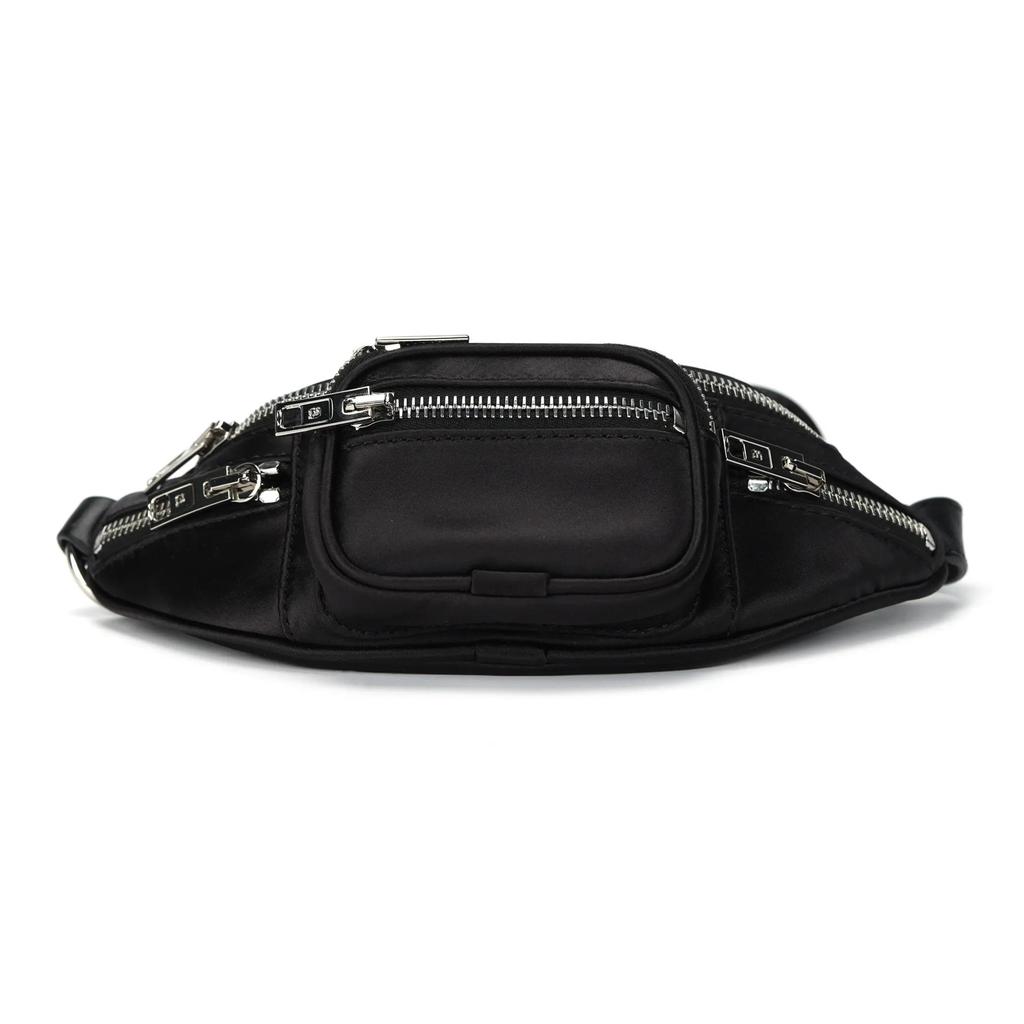 Alexander Wang Double-Zip Satin Crossbody Waist Bag Polyester Mini Unisex Couple Style Black