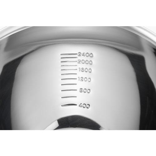 Yoshikawa Silver Bowl, 24cm, with Graduations, Perfect Fit, Made In Japan, Tsubame-Sanjo, SJ1396