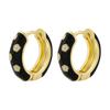 ZHUKOU Enamel Hoop Earrings for women flowers Gold Oil dripping women small hoop earrings Jewelry VE961