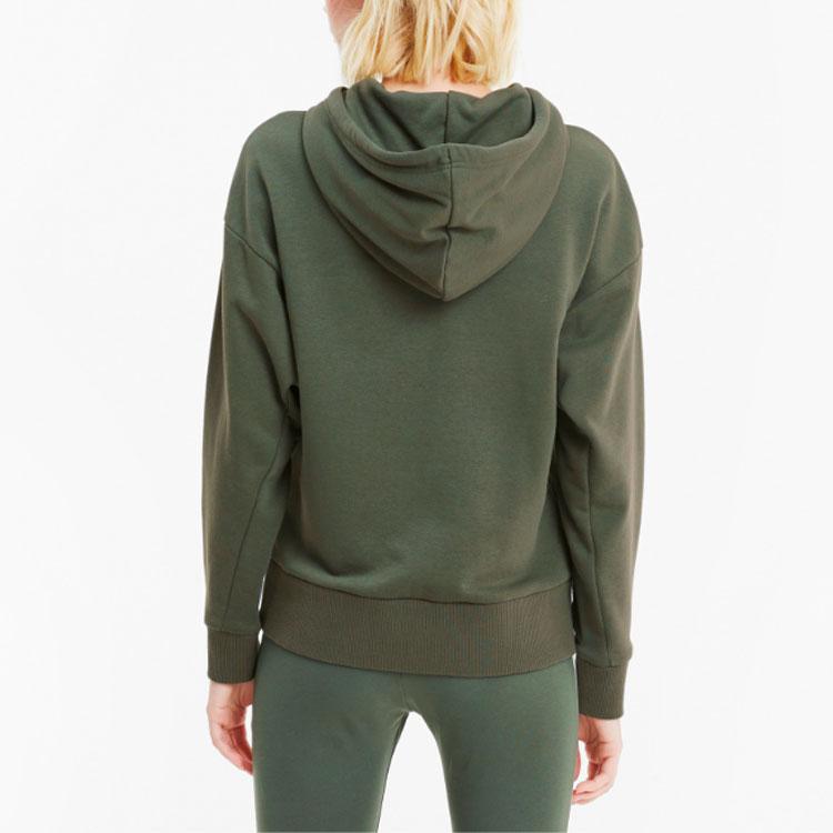 Puma Classics Logo Print Hoodie Women Tops Dark-Green 599197-64