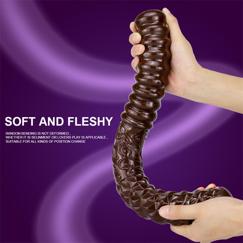 Coffee Double-headed Gold Hoop for Women's Double-headed Dildo Oversized Thick and Long Dildo Anal Plug
