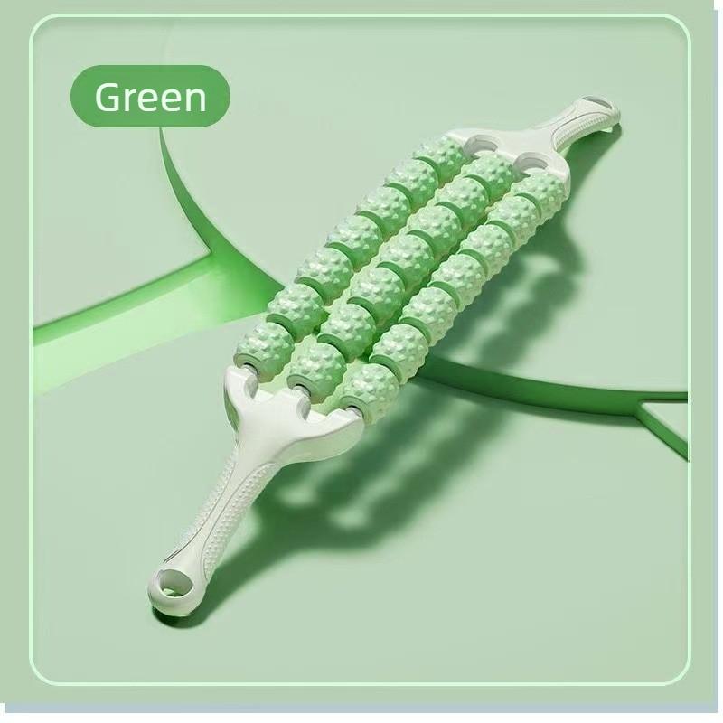 Portable Three-row Yoga Massage Stick Curved Non Slip Fascia Stick Guasha Massager Tool for Training Muscle Relaxation Body