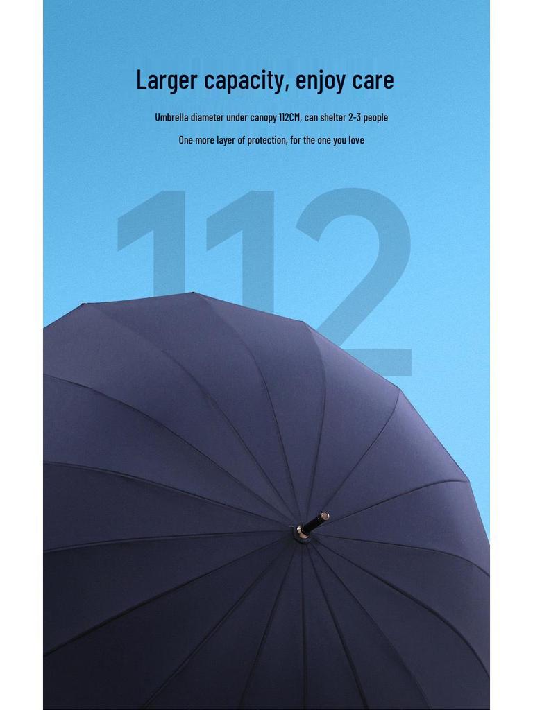 Paradise 16-Rib Extra Large Business Umbrella - Semi-Automatic, Double Person, Sun & Rain Protection with Long Handle