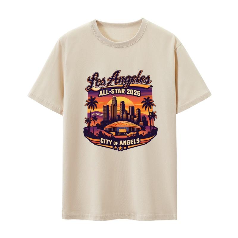 Memorial Los Angeles Game Short Sleeve TShirt Pure Cotton Comfortable Breathable Youthful Style for Unisex New Summer Wear