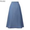 ZANZEA Women Print Patchwork Loose Casual A-line Long Skirts
