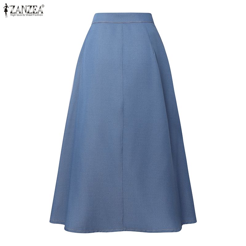 ZANZEA Women Print Patchwork Loose Casual A-line Long Skirts