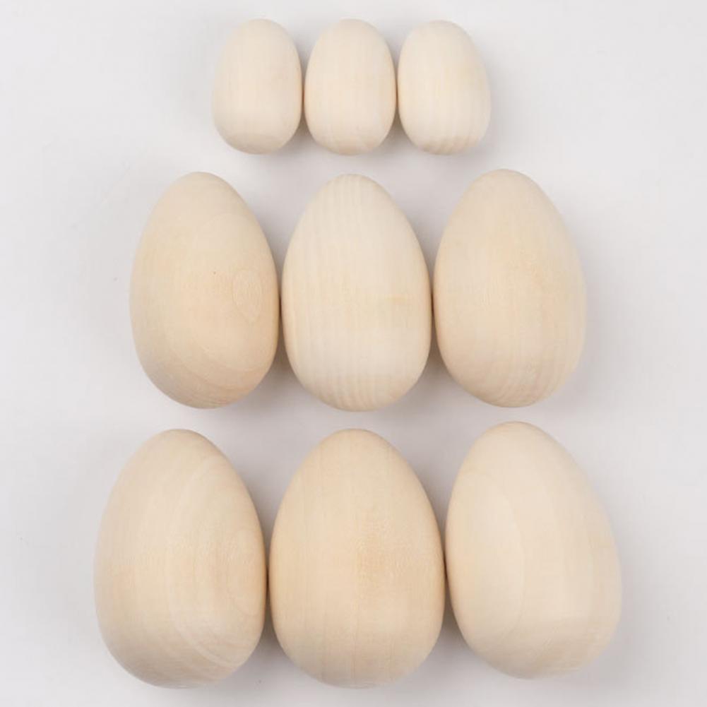 6Pcs Wooden Simulated Egg Creative DIY Graffiti Painted Wooden Easter Eggs Happy Easter Decorations Painted Bird Pigeon Eggs DIY