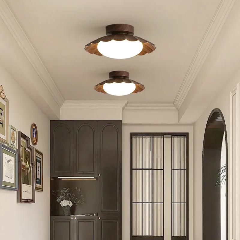 CHAO 6 Modern Nordic Retro Corridor Corridor Light Wardrobe Entrance Foyer Antique Walnut Wood Grain Balcony Ceiling Light