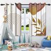 2Pcs Bohemian Style Curtains Plants Leaf Geometric Pattern Blackout Curtains Boho Window Curtain for Bedroom Apartment Decor