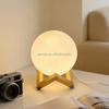 White Frosted Round Ball Night Light with Wooden Stand for Homestay Tabletop and Bedroom Bedside Ambient Decoration