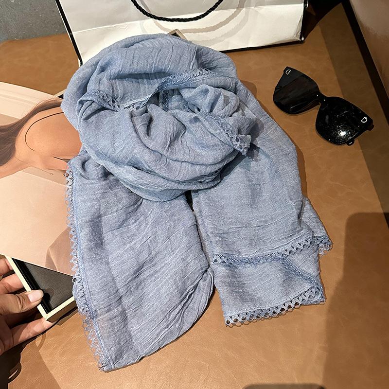 Scarf female autumn and winter new student small fresh literary solid color silk scarf multi-functional warm shawl scarf