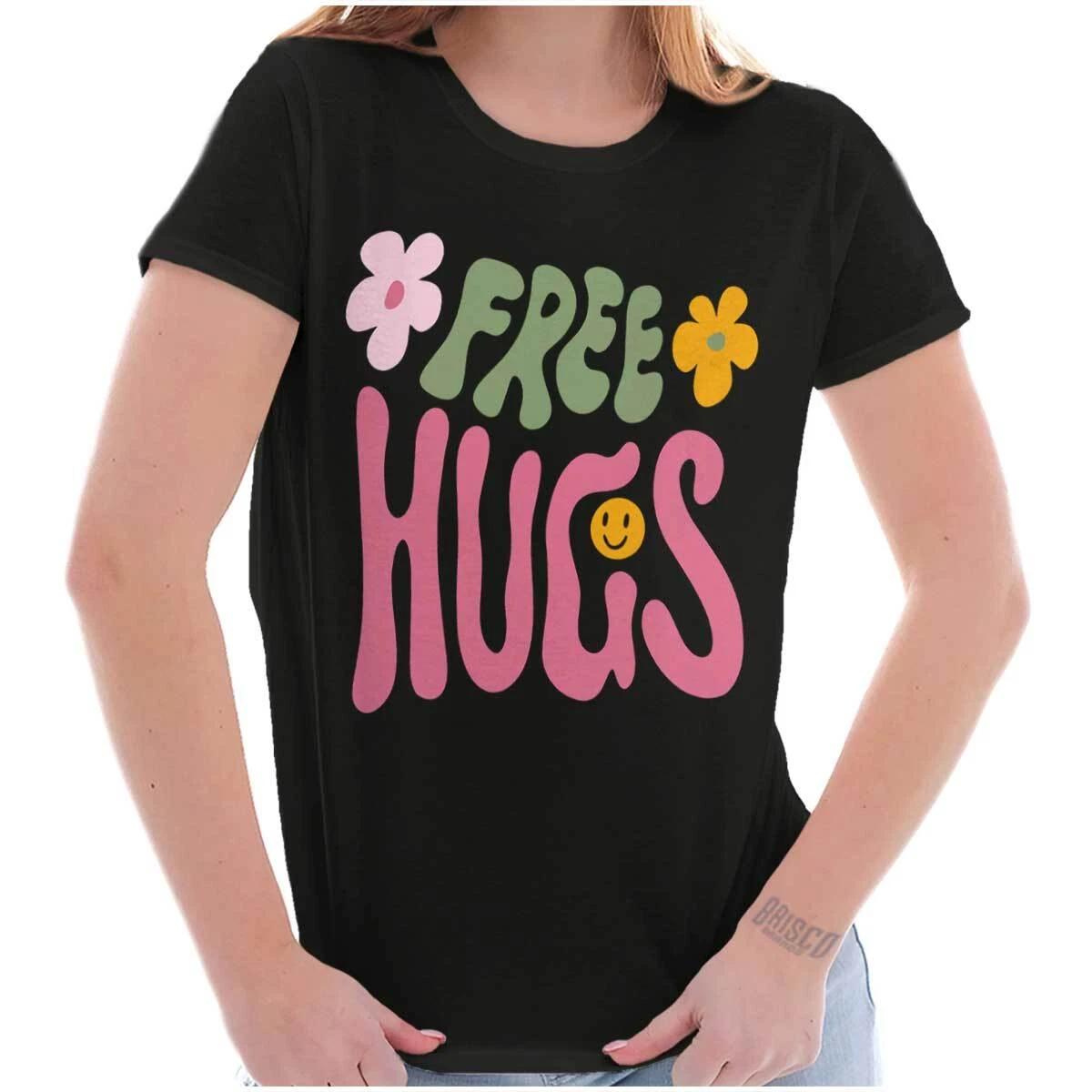 Groovy Inspirational Free Hugs Happy Flowers Graphic T Shirts for Women T-Shirts XXXL