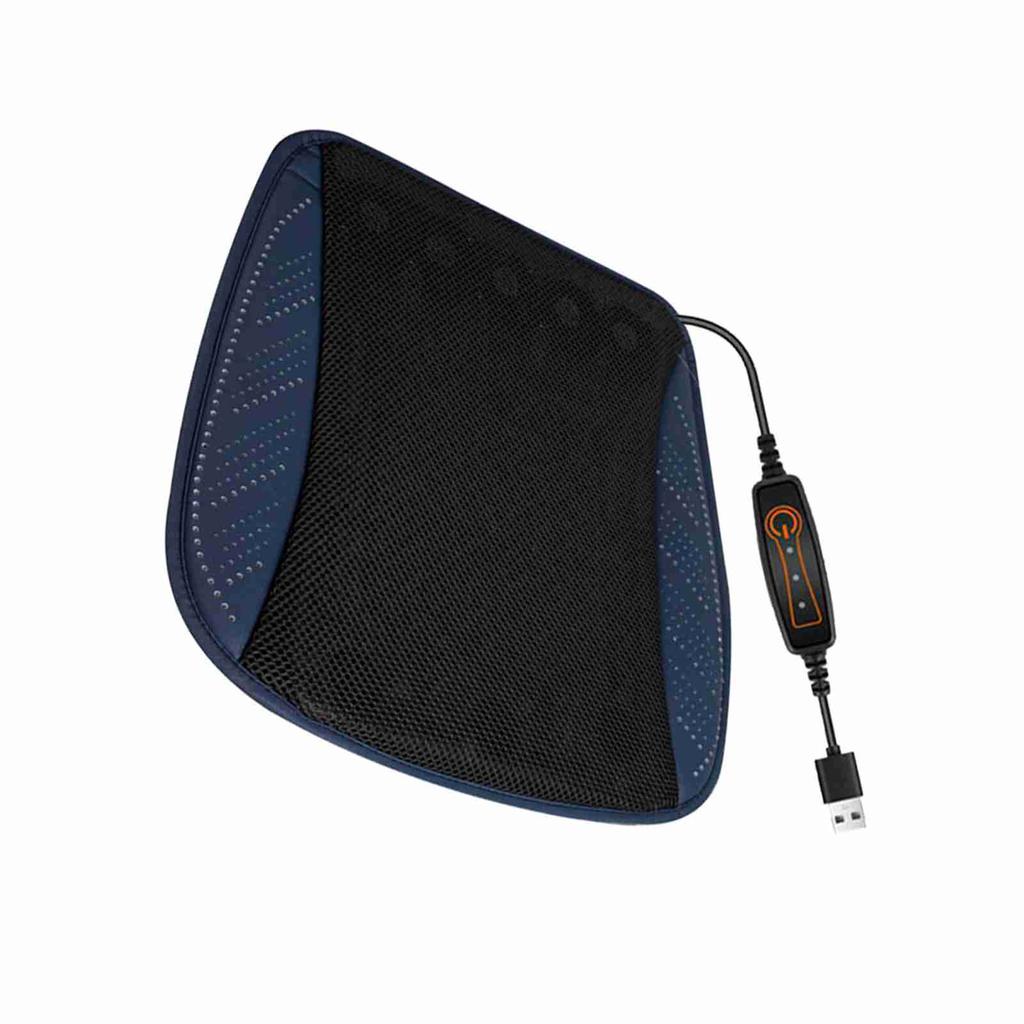Ventilated Seat Cushion with USB Port, Summer Breathable Cooling Pad for All Car Seats, Home and Office Chairs, Navy