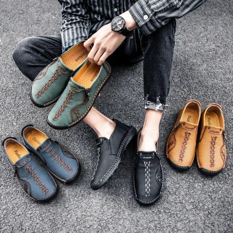 Zapatos informales de cuero, zapatillas de deporte para hombre, mocasines cómodos de diseñador para caminar en verano, mocasines nuevos en zapatos deportivos de lujo para hombre