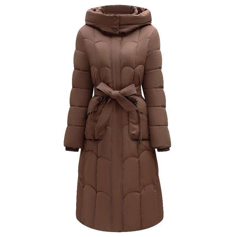 Medium Women's Down Padded Clothes Women's Over-Knee Long Large Size Slim Belt Padded Clothes Women's Large Size Padded Jacket