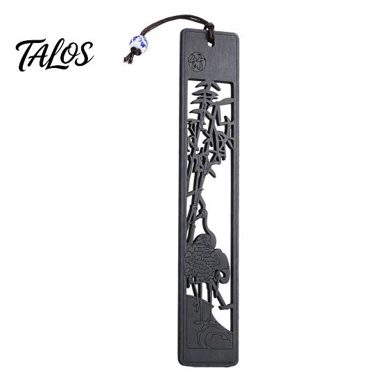 Talos Wooden Hollow Carved Bookmark, Plum Orchid Bamboo Chrysanthemum Classical Page Marker for Business Gift, Elegant Book Accessory