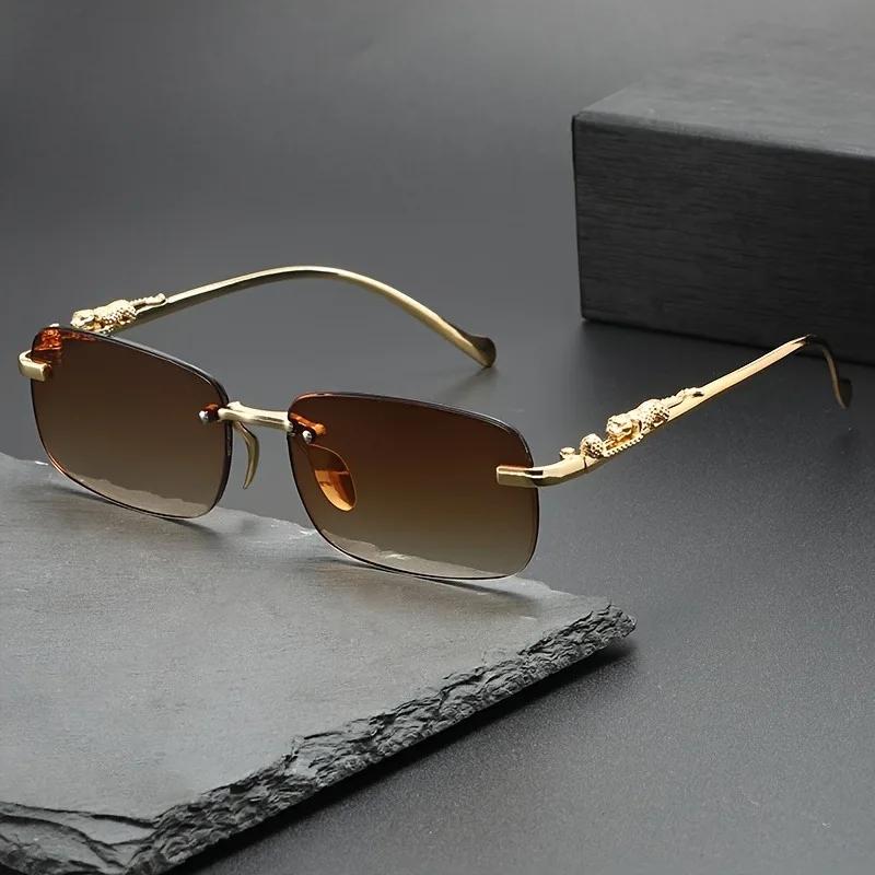 Fashionable square rimless metal glasses suitable for men and women summer decoration suitable for Valentine's Day birthday gift