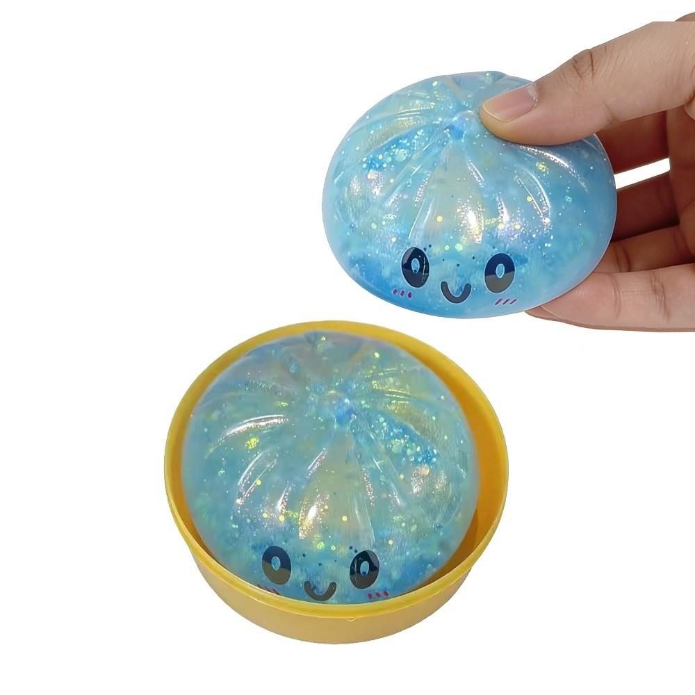 Glitter Dumplings Squishy Toy With Steamer Soft Squishy Toy Fidget Slow Resilience Stress Relief Sensory Ball
