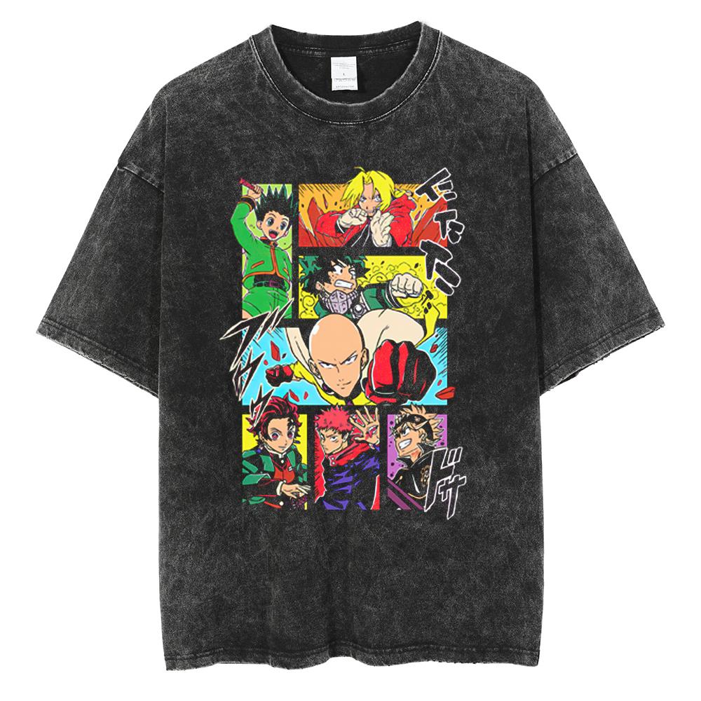 Tricou Imprimat Anime ONE PUNCH-MAN Saitama Bărbați Femei Tricouri Bumbac Spălat Tricou Supradimensionat Harajuku Masculin Manga Vintage