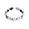 Genuine 925 Silver Stackable Open Ring Heart Finger Rings for Women Wedding Anniversary Jewelry Anel Size Adjustable