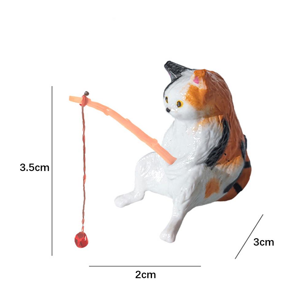 1/5pcs Cute Fishing Cat Ornaments Resin Fish Landscaping Mini Statue Cartoon Figurine Miniatures DIY Handcraft Home Decorations