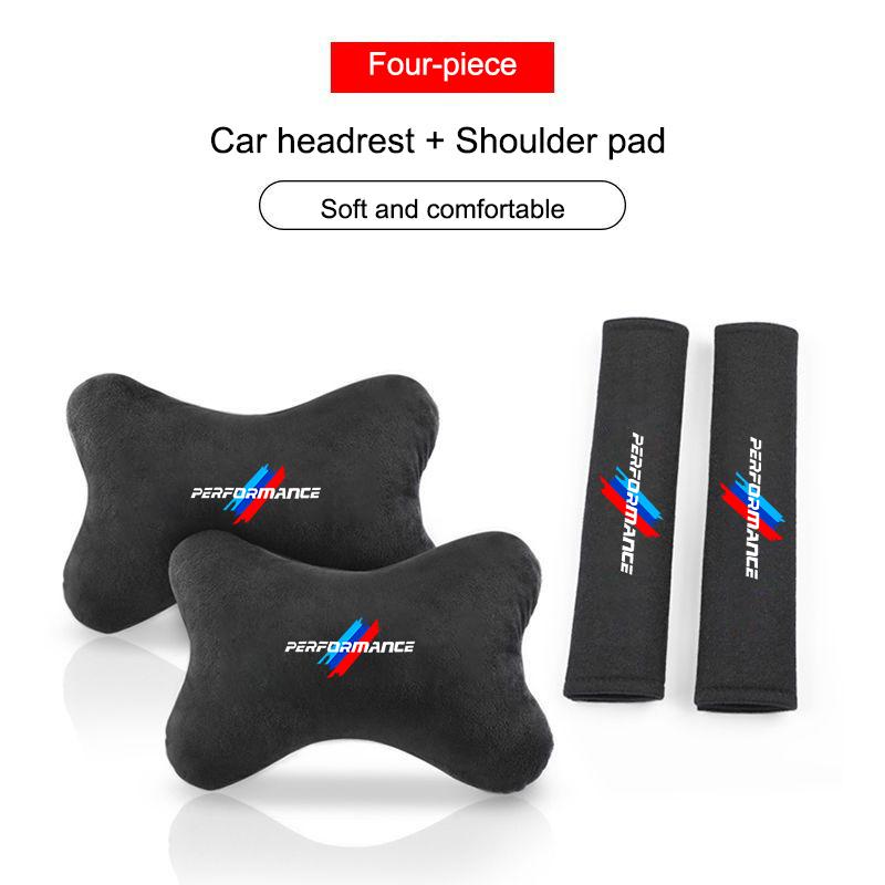 KJVF7 Car Headrest Seat Belt Shoulder Pads For BMW Performance F25 F26 F15 F16 E91 E92 E90 E60 E84 G22 G32 F30 F36 G30 G20 Accessories