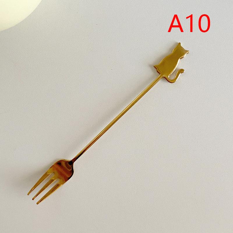 Cute Paintings Cat 304 Stainless Steel Spoon Hollow For Coffee Tea Dessert Spoon Kitchen Tableware Gifts For Students Children