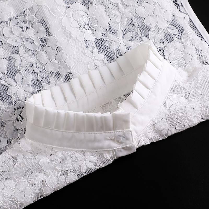 Perfect Match Embroidery Fake Collar Women Lace Detachable Lapel Collar Shirt Top Tie White Ruffles False Collar Woman Removable False Blouse