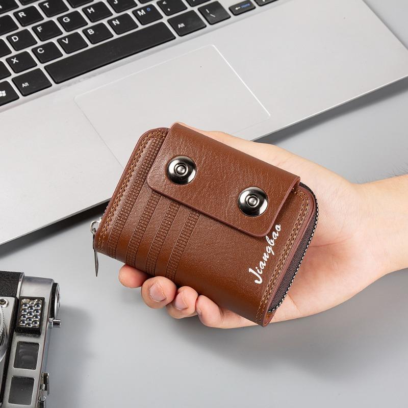 

Новый мужской короткий органный кошелек для карт с двойной пряжкой, кошелек для мелочи, кошелек для карт большой вместимости, повседневный, горячая распродажа коричневый